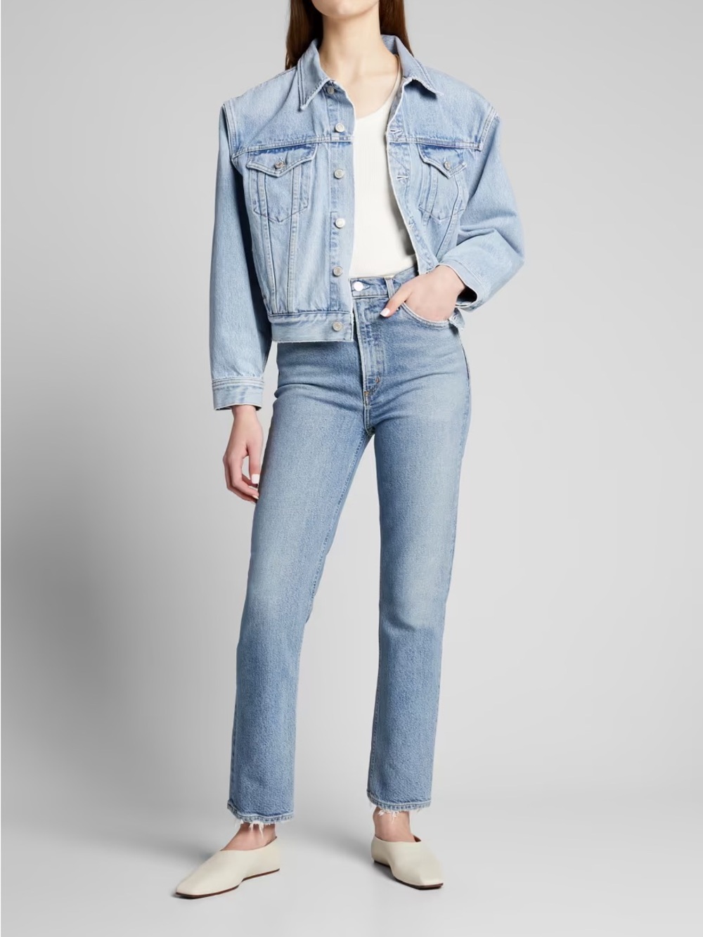 Agolde Light Wash High-Rise Straight Jeans